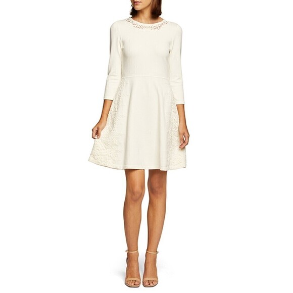 Eliza J Dresses & Skirts - Eliza J. Womens Sweater Dress with Lace Overlays Large